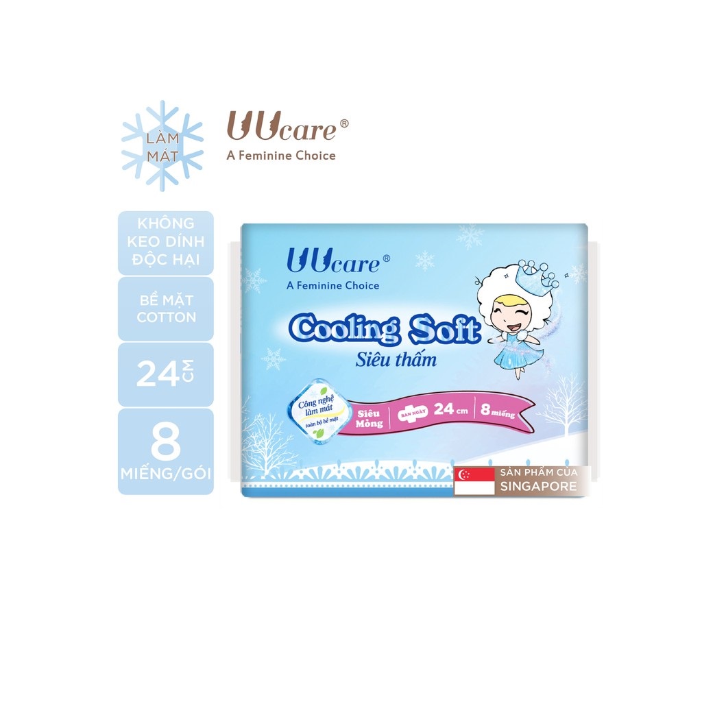 Băng vệ sinh UUcare Young Girl Cooling Soft ban ngày 24cm 8 Miếng/Gói