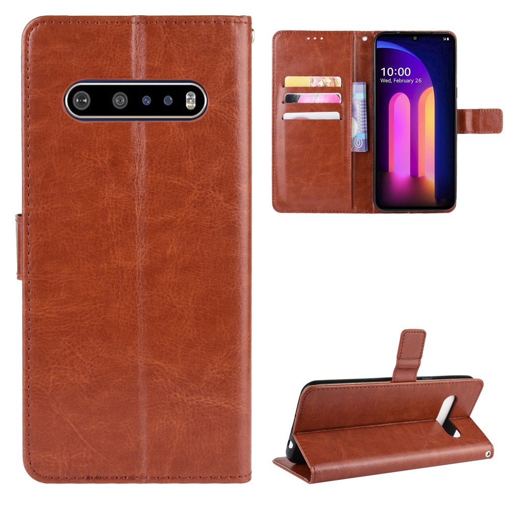 Sang Trọng Bao Da Điện Thoại PU Nắp Gập Tích Hợp Ví Kèm Ngăn Đựng Thẻ Cho LG V60 ThinQ 5G Ốp