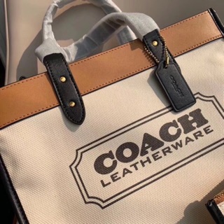 Túi Coach vải bố phối da