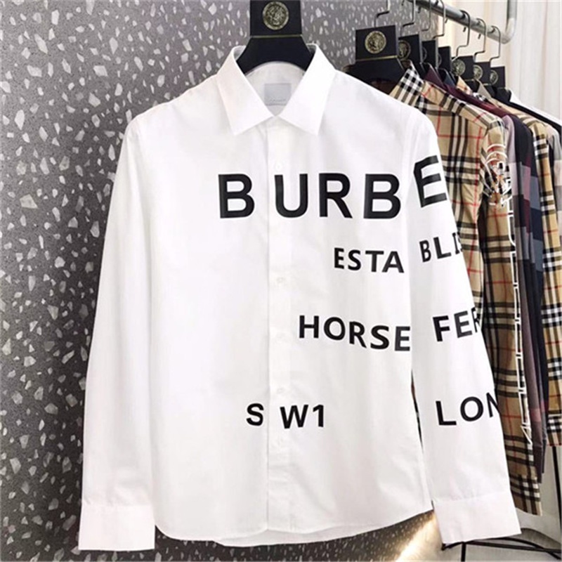 Áo sơ mi dài tay in chữ Burberry thời trang V60