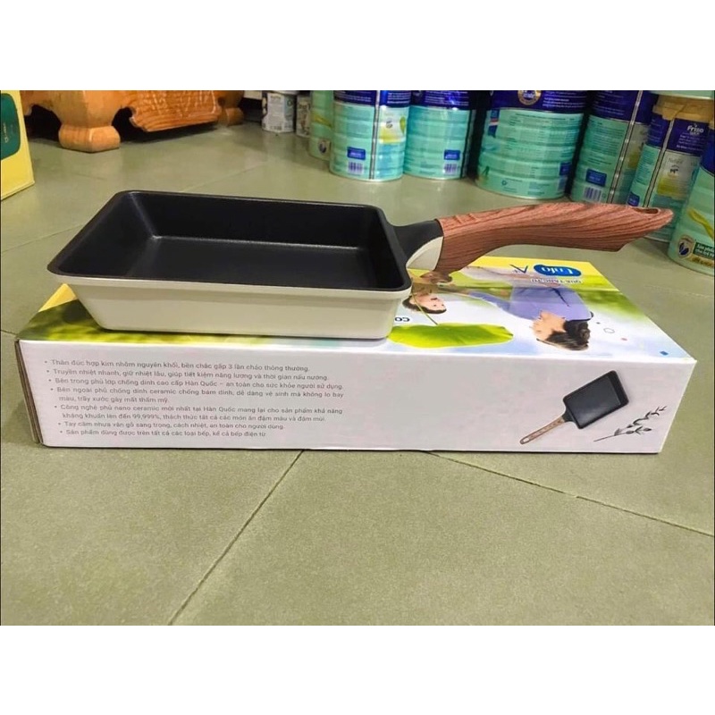 Chảo vuông chiên trứng đày từ Ecoramic 18 cm