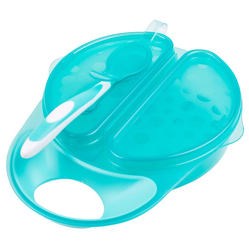 Khay ăn dặm 2 ngăn kèm thìa silicon Dr.Brown's