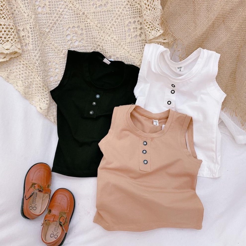 Bộ đồ ba lỗ 3 cúc cho bé trai, chất liệu cotton co giãn 4 chiều cho bé mặc thoải mái mát mẻ, cho bé từ 1-6 tuổi
