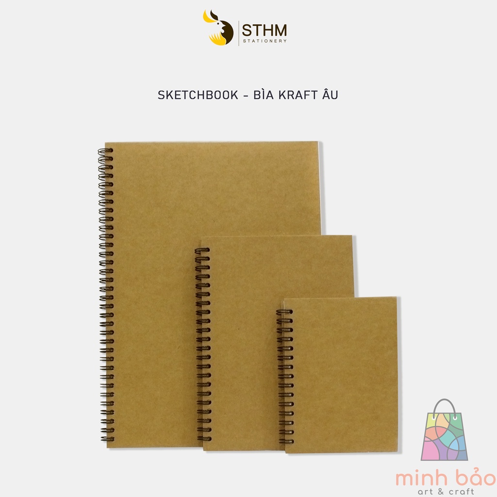 SỔ TAY VẼ CHÌ - SKETCHBOOK - GIẤY KEM TRƠN 130GSM 100 TRANG