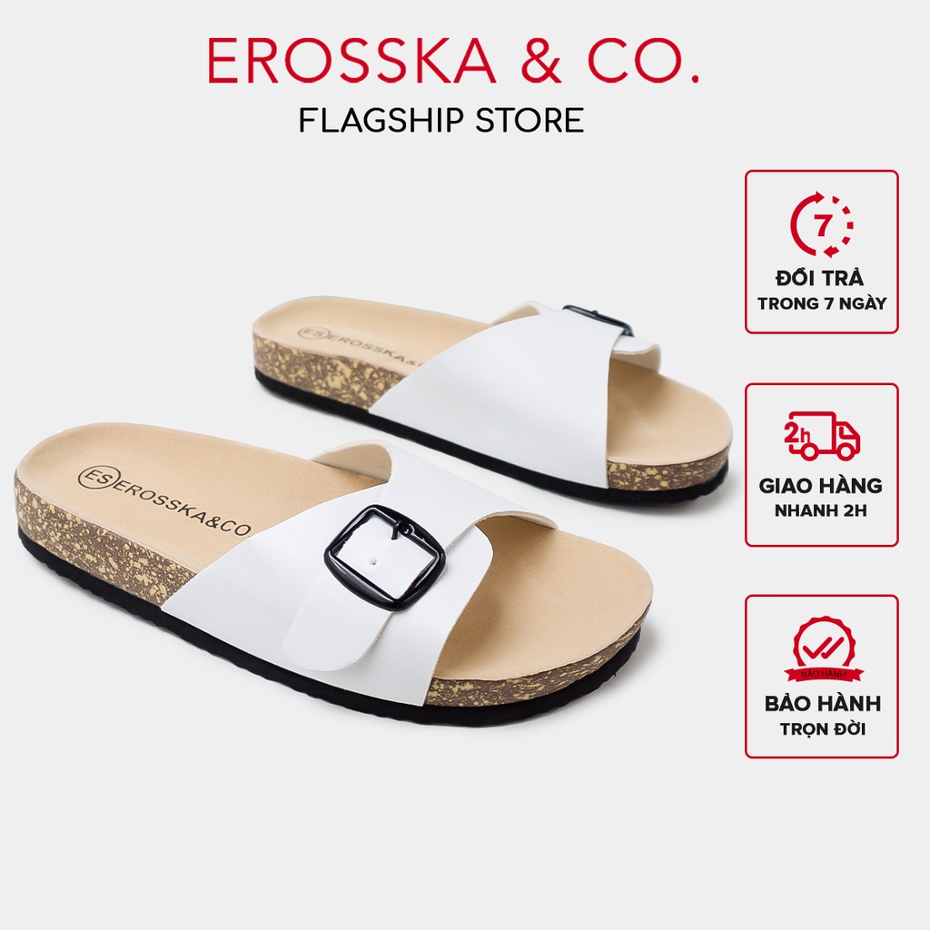 Erosska - Dép birken quai bản ngang thời trang màu trắng - DT009