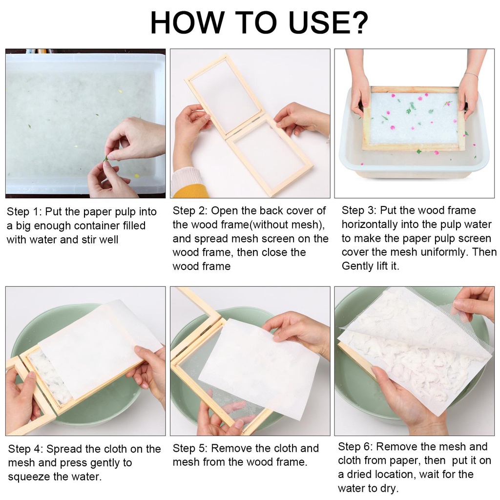 Bộ Khung Màn Hình Gỗ Tái Chế Làm Giấy Thủ Công Cổ Điển DIY