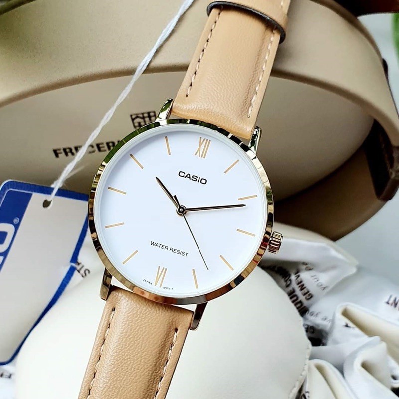 Đồng hồ nữ dây da Casio Anh Khuê LTP-VT01GL-7BUDF
