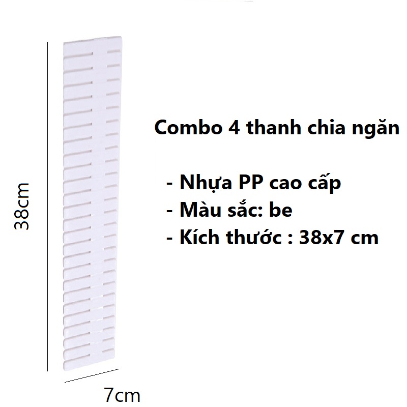 Combo 4 thanh chia ngăn tủ quần áo, thanh chia ngăn kéo bàn gọn gàng, tiện lợi