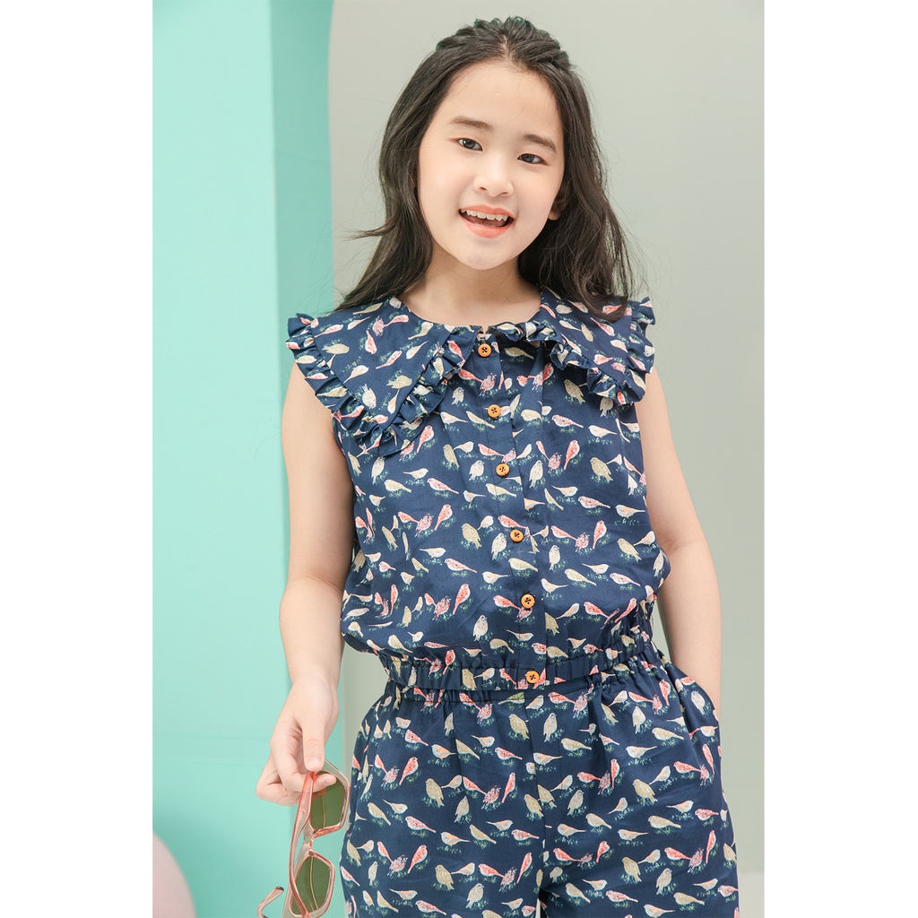 Bộ Jumpsuit JOOKYLI bé gái họa tiết xanh 95G0903