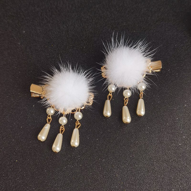 ( 1 chiếc ) Cài tóc kẹp BÔNG TRẮNG BA HẠT phụ kiện phong cách cổ trang xinh xắn dễ thương