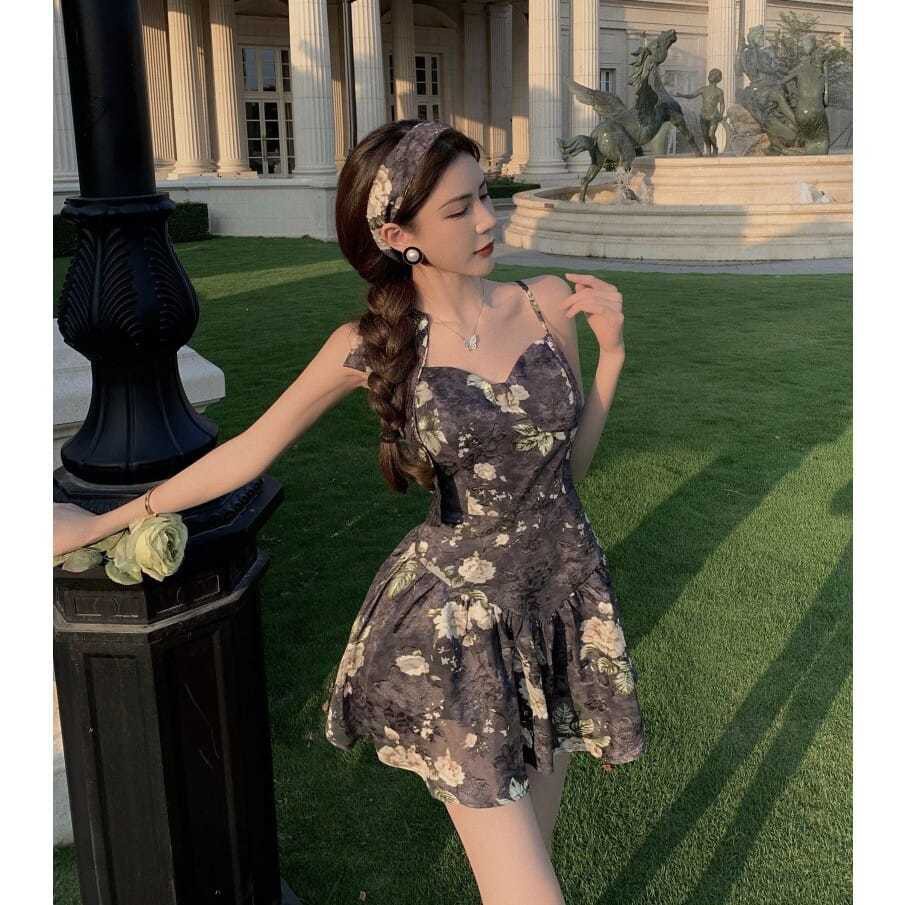 Váy Dây Dạo Phố In Hoa Thời Trang Cho Nữ