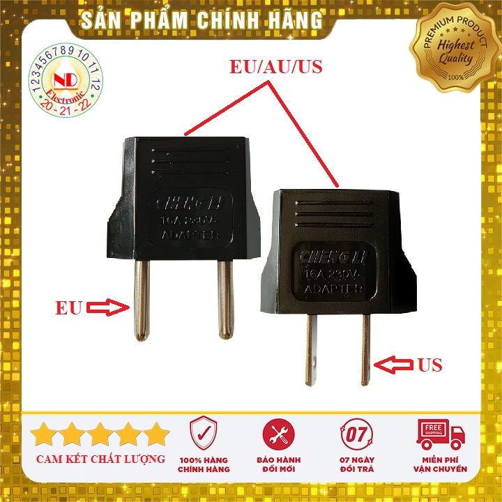 Phích cắm chuyển đổi 220V cho 2 chân Chuẩn US/AUS sang 2 chân chuẩn VN