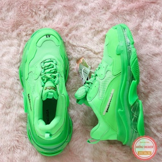 GIẦY SNEAKER Nam Nữ TRIPLE S ĐẾ KHÍ mầu xanh lá (sâu Khoai)