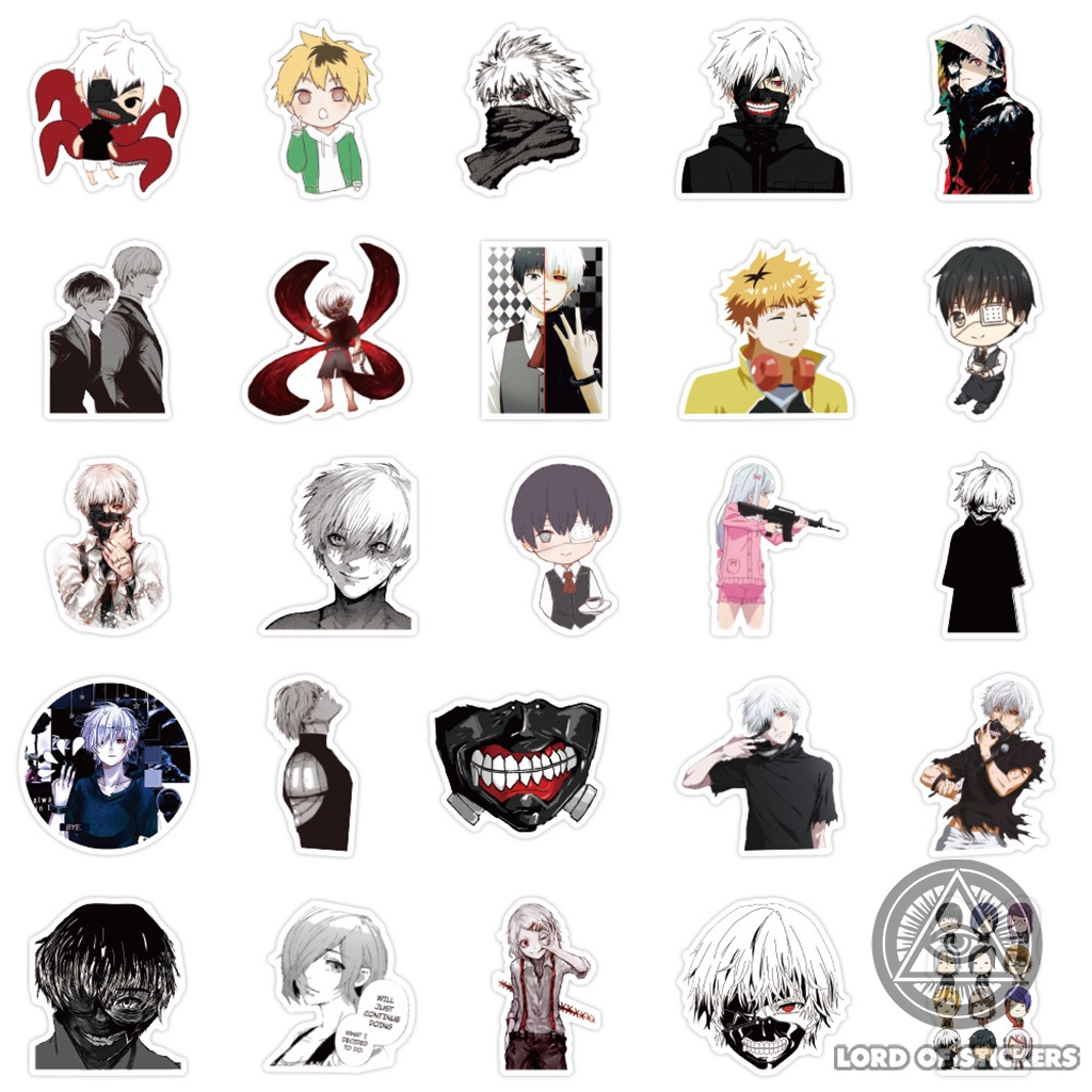 Set 100 Nhãn Dán Tokyo Ghoul Sticker Anime Manga Chống Thấm Nước Trang Trí Mũ Nón Bảo Hiểm, Ván Trượt, Laptop, Vali, Sổ