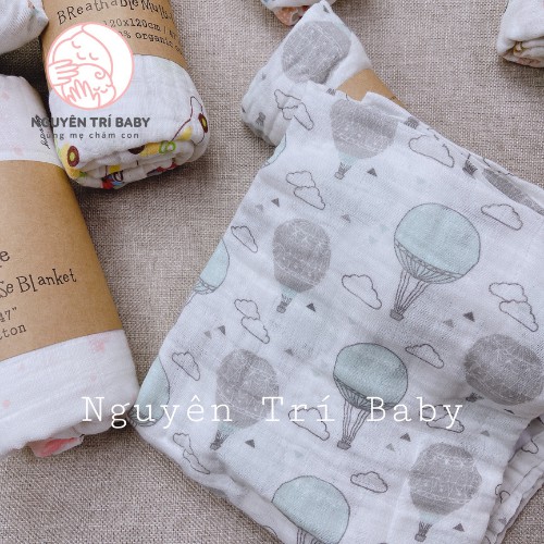 Khăn sợi tre Muslin Swaddle 100% Organic siêu mềm