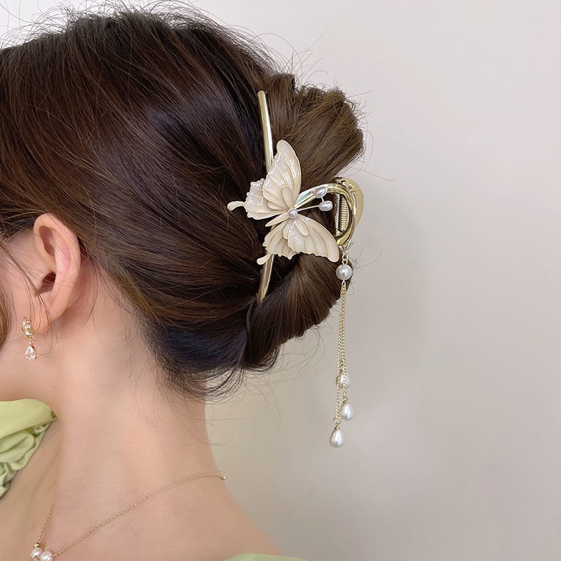 Trâm Cài Tóc Tua Rua Hình Bướm Màu Trắng Phong Cách Trung Hoa Cho Bé Gái