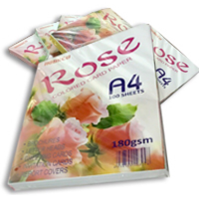 Giấy bìa cứng A4 màu trắng 180 gsm, giấy bìa a4 Thái ROSE 180gsm (100 tờ)