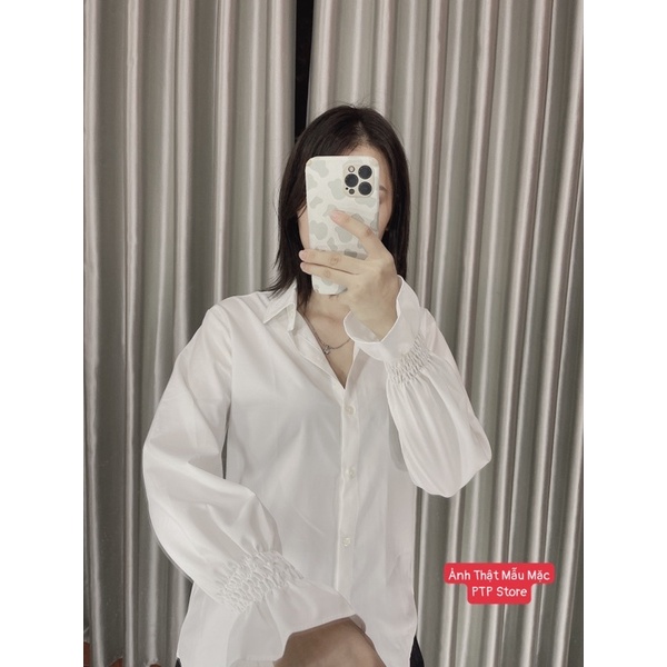 [Siêu Hot] Áo Sơmi Trắng Tay Chun Cổ Đức Siêu Xinh, Áo Sơmi Nữ Có Ảnh Thật Kèm Video | BigBuy360 - bigbuy360.vn
