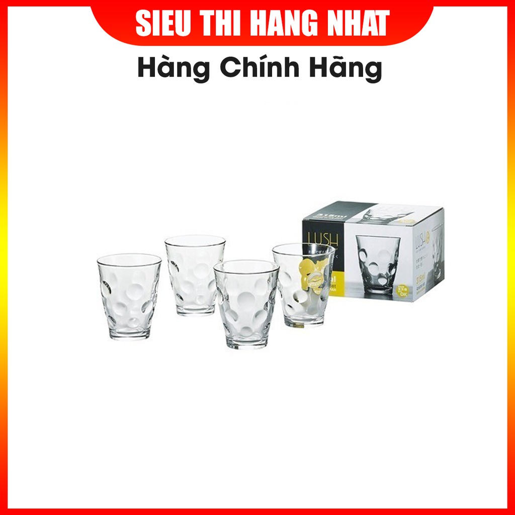 Set 4 cốc thủy tinh 315ml họa tiết tròn Hàng Nhật