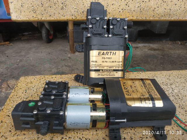 Máy bơm nước mini 12v đôi 100w  EARTH chính hãng tặng kèm ren 17__13mm