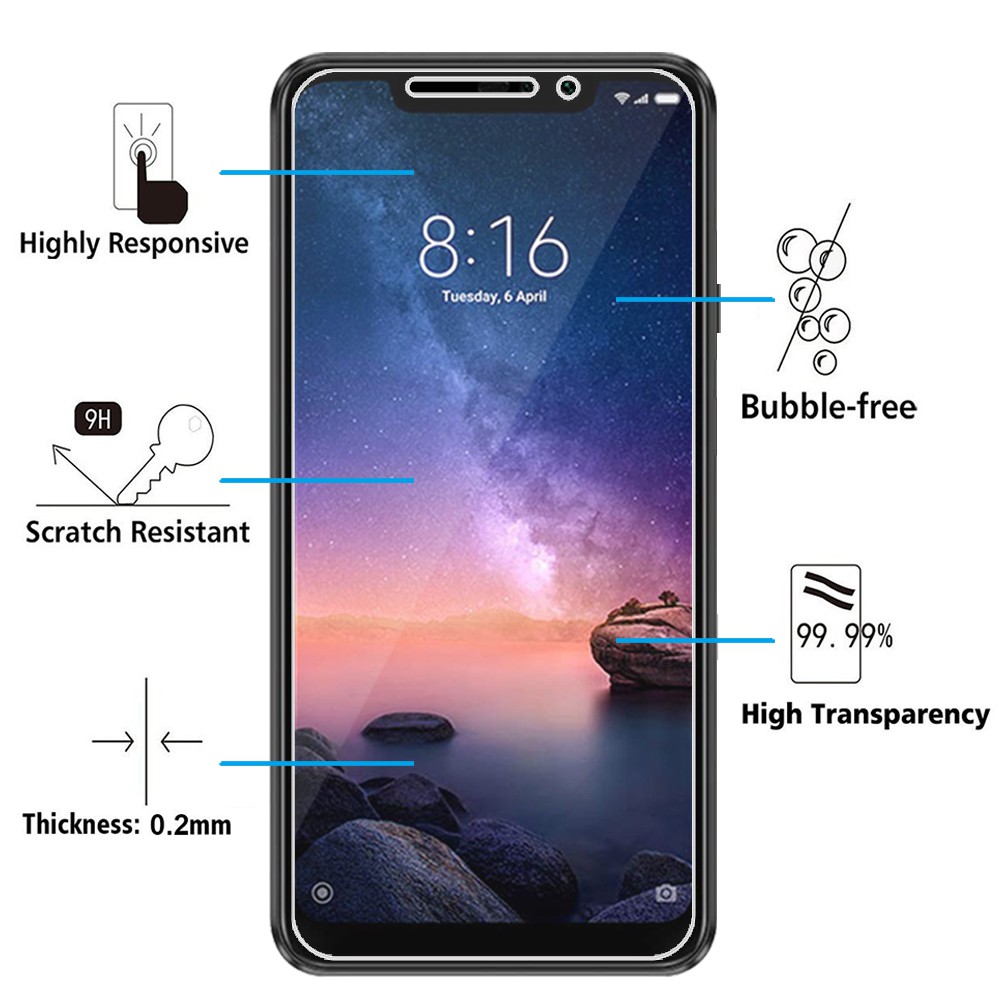 Miếng dán cường lực cho Xiaomi Note 6 Pro, kính cường lực trong cực bền, không bị che màn hình