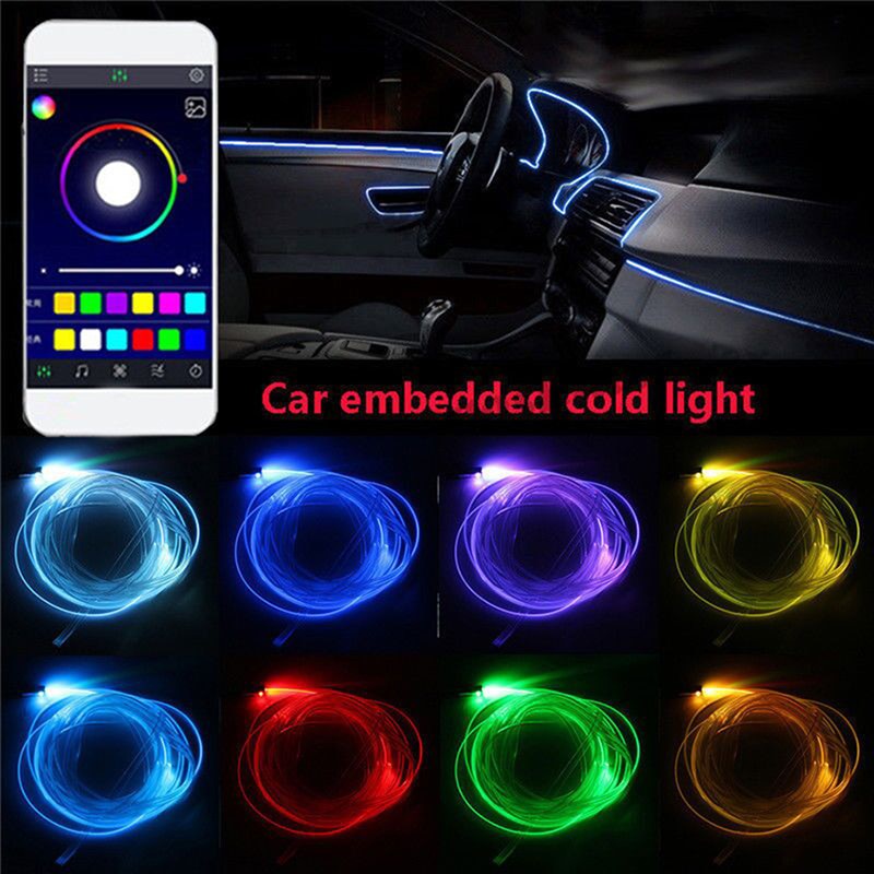 Dây Đèn LED 10 Trong 1 RGB Dài 8M Dùng Để Trang Trí Nội Thất Xe Ô Tô Kèm Phụ Kiện