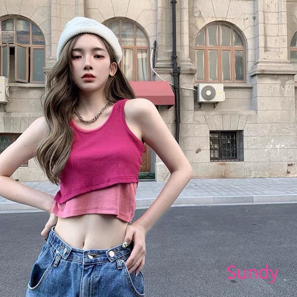 Áo Croptop Tay Dài Màu Sắc Khối Phong Cách Hàn Quốc Độc Đáo Thời Trang Mùa Thu Cho Nữ