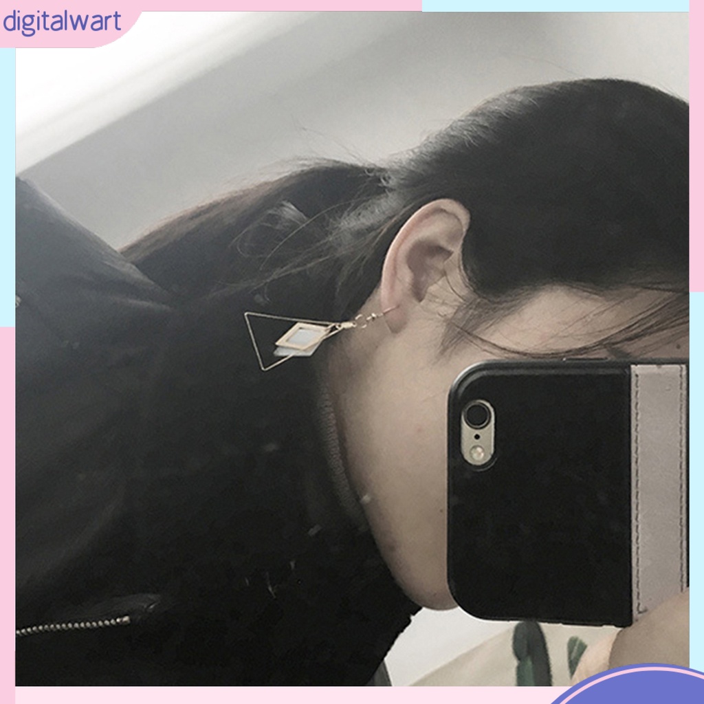 Đôi bông tai dáng dài hình tam giác đính đá độc đáo thời trang cho nữ