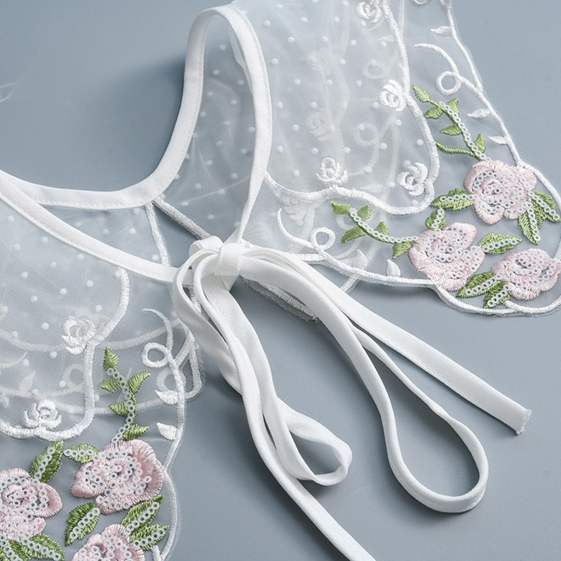 Cổ Áo Giả Thêu Hoa Hồng Có Thể Tháo Rời Cho Nữ