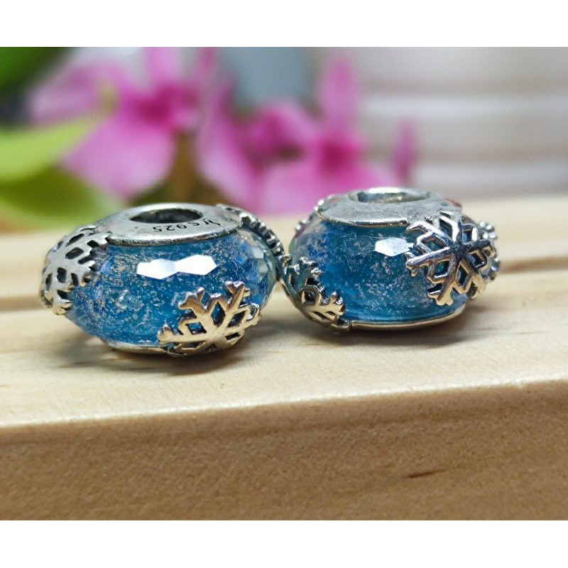 Charm thủy tinh màu hồng, xanh,trắng lõi bạc s925