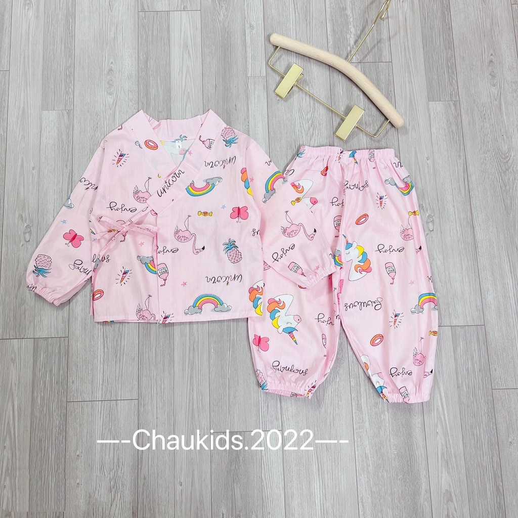 [SALE] Bộ Yukata Cho Bé Trai, Bé Gái Vải Thô Mềm Hoạ Tiết Khủng Long, Đồ Bộ Cho Bé Mặc Nhà CKTD01