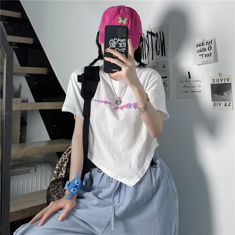 Áo Thun Nữ Ngắn Tay Cổ Tròn Thời Trang Hàn