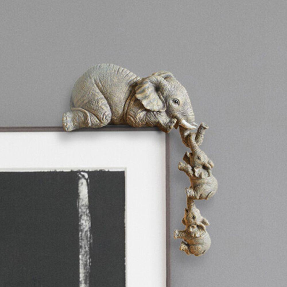 WONDER Elephant Holding Two Babies Figurine Creative Cute Home Decor Elephant Sculpture