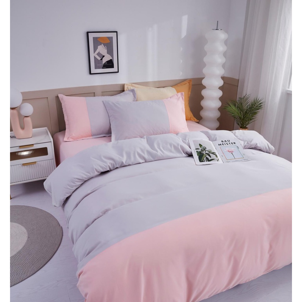 Bộ Chăn Ga Gối 4 Món Cotton Mix Nhập khẩu Cao Cấp Chất Cotton Mền Mịn Dày Dặn Mầu Sắc Trang Nhã Miễn Phí Bo Chun Giường