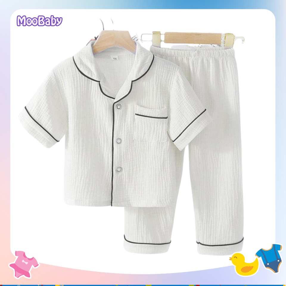 Bộ Pijama Đũi Cộc Hàng Cao Cấp Cực Xinh Cho Bé MooBaby Shop, Bộ Đồ Ngủ Hè Chất Cho Bé Trai Bé Gái Từ 6-28kg