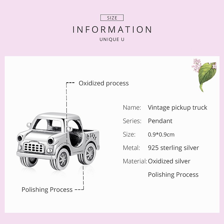 Hạt xỏ trang sức Bamoer BSC531 bằng bạc 925 hình chiếc xe tải thời trang thích hợp làm vòng tay DIY