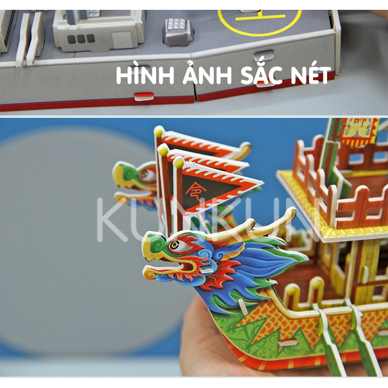 Mô hình 3D xốp tự lắp ráp xe - máy bay - tàu cho bé