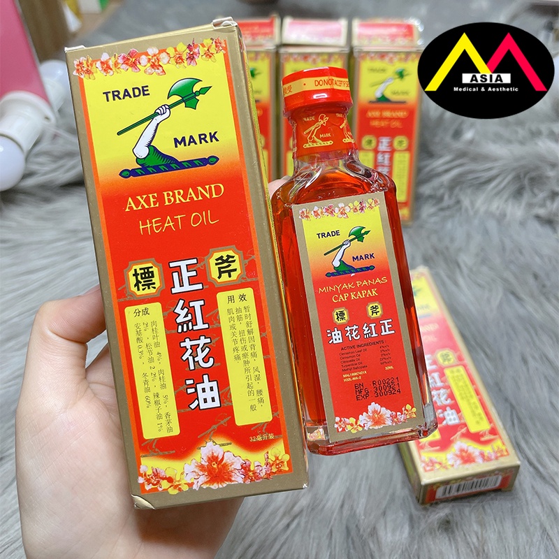 Dầu nóng Hồng Hoa hiệu cây búa , dầu gió giảm đau cơ lưng thấp khớp chuột rút bong gân bầm tím massage singapore 32ml