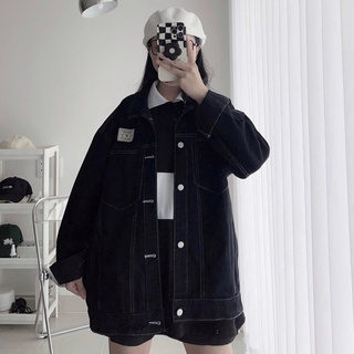Áo khoác jeans Ulzzang chỉ nổi form rộng phù hợp Nam và Nữ