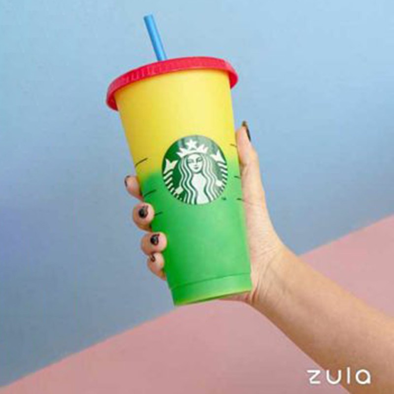 Ly Nhựa Uống Nước Starbucks Đổi Màu Có Nắp Và Thể Tái Sử Dụng 24 Oz Ly nhựa 24OZ Starbucks có thể đổi màu và tái sử dụng kèm nắp đậy và ống hút ZANKER