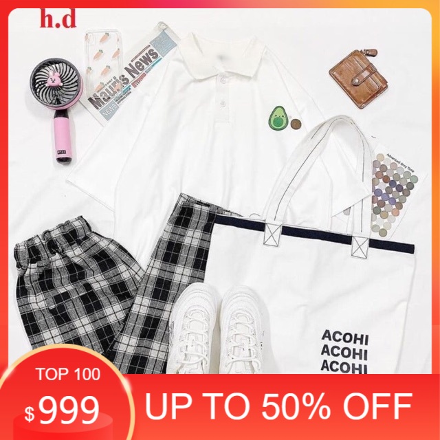 Sét áo polo quả bơ+ quần kẻ , sét áo nam nữ, sét bộ mặc ở nhà MODY