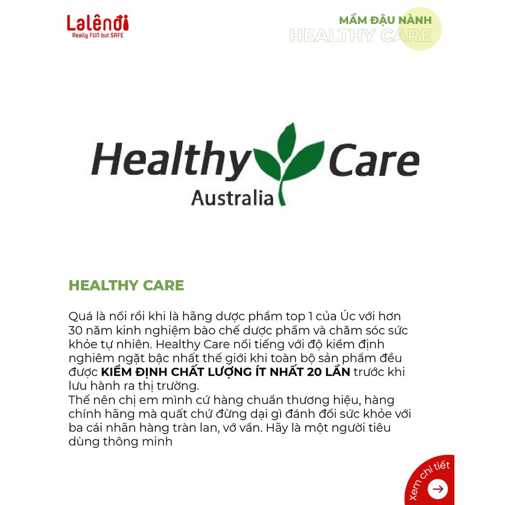 Mầm Đậu Nành Healthy Care Super Lecithin Úc (100 viên/lọ) | Lalendi Store & Rendi