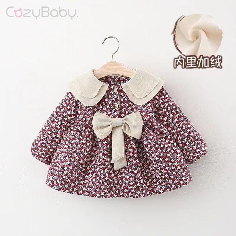 Đầm Công Chúa Tay Dài Đính Nơ Thời Trang Mùa Đông Xinh Xắn Cho Bé Gái