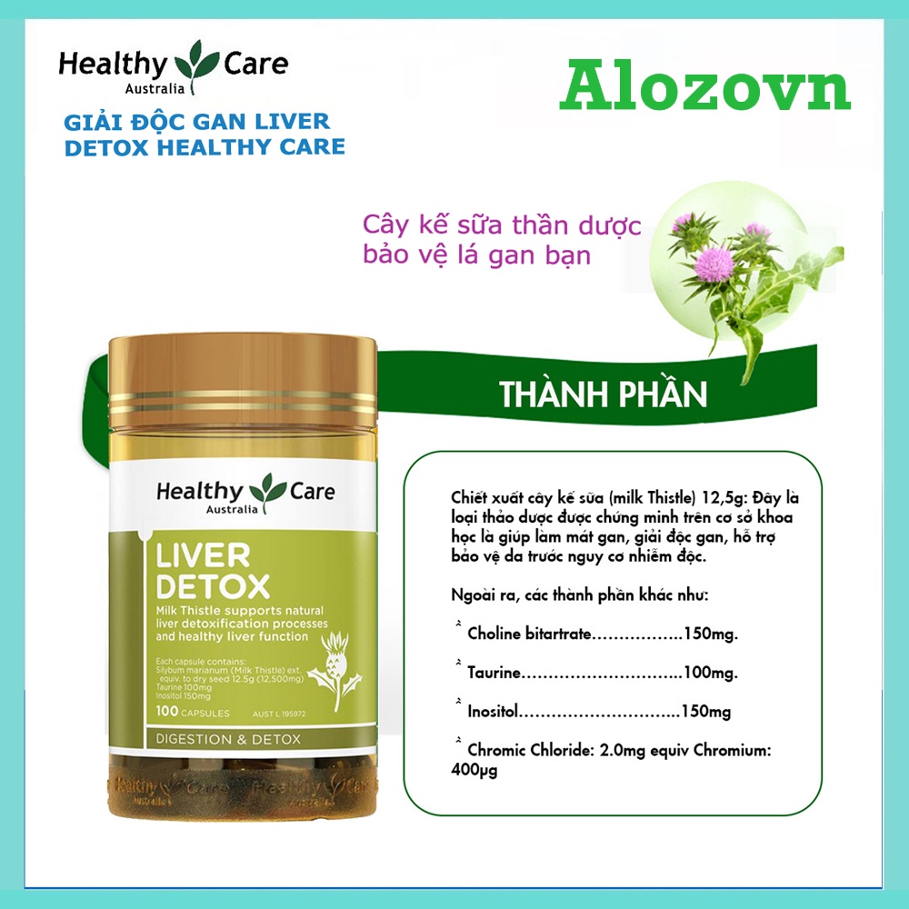 Viên uống hỗ trợ giải độc gan Úc – Liver Detox Healthy Care 100 viên