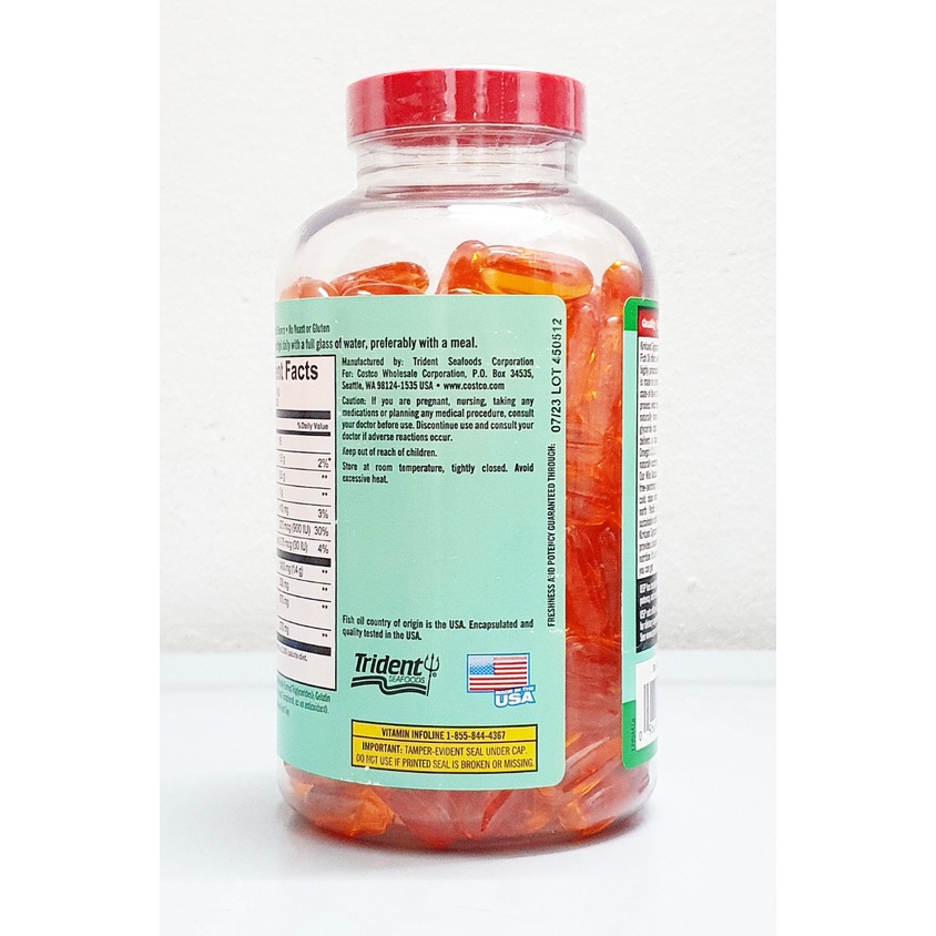 Dầu cá Omega tổng hợp Kirkland Signature Wild Alaskan Fish Oil 1400 mg chai 230 viên của Mỹ