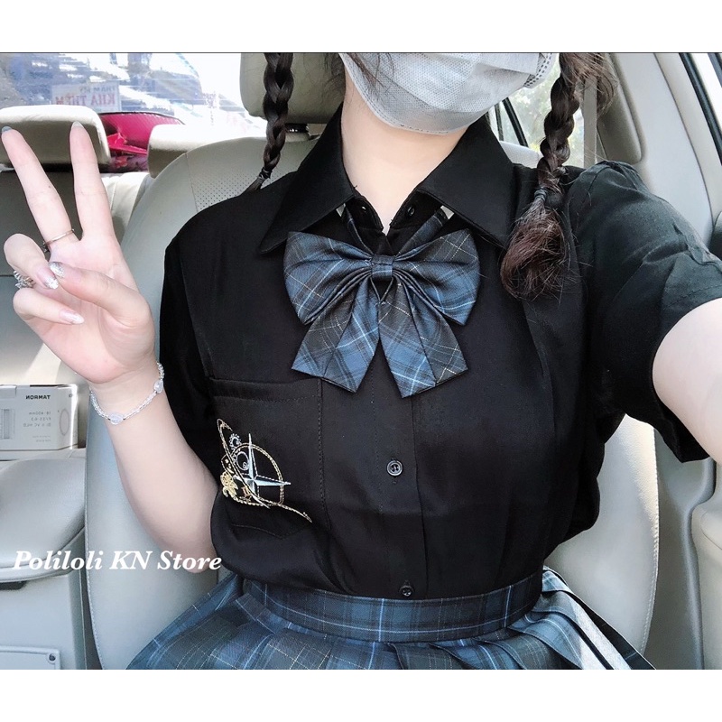 Áo sơ mi/blouse phối JK blingbling hãng Loveless Hourglass