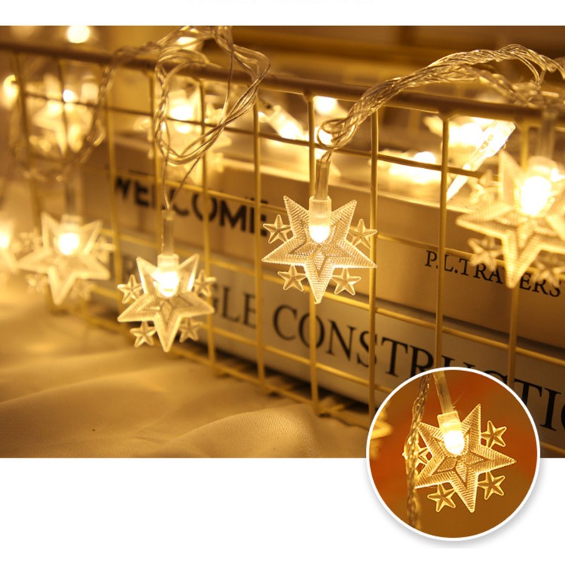 Đèn LED hình ngôi sao chạy bằng pin dùng trang trí tiệc giáng sinh lễ hội độc đáo