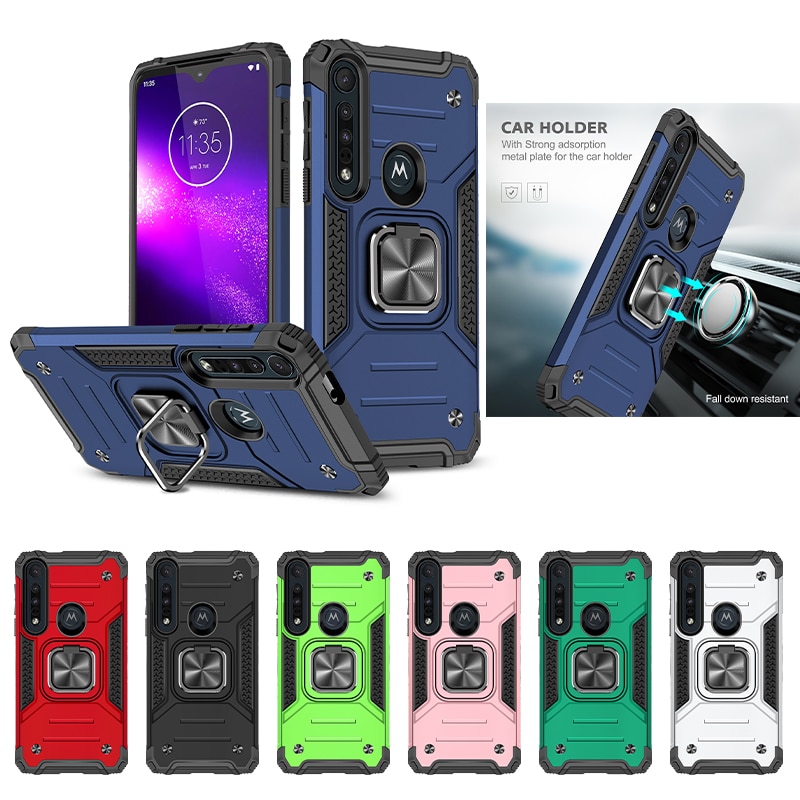 Ốp Điện Thoại Kiểu Giáp Chống Sốc Kèm Giá Đỡ Nhẫn Từ Tính Gắn Xe Hơi Cho Motorola Moto G8 Plus G8 Play G 8 + 8play