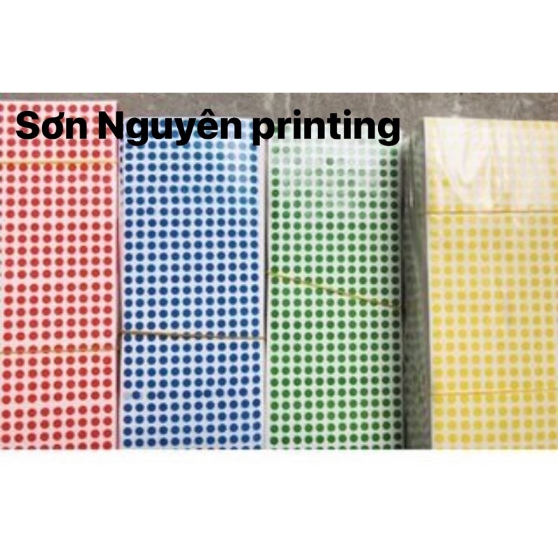 Tem tròn phi 5mm ( màu xanh, màu vàng, màu đỏ ) - Combo 100 tờ/màu
