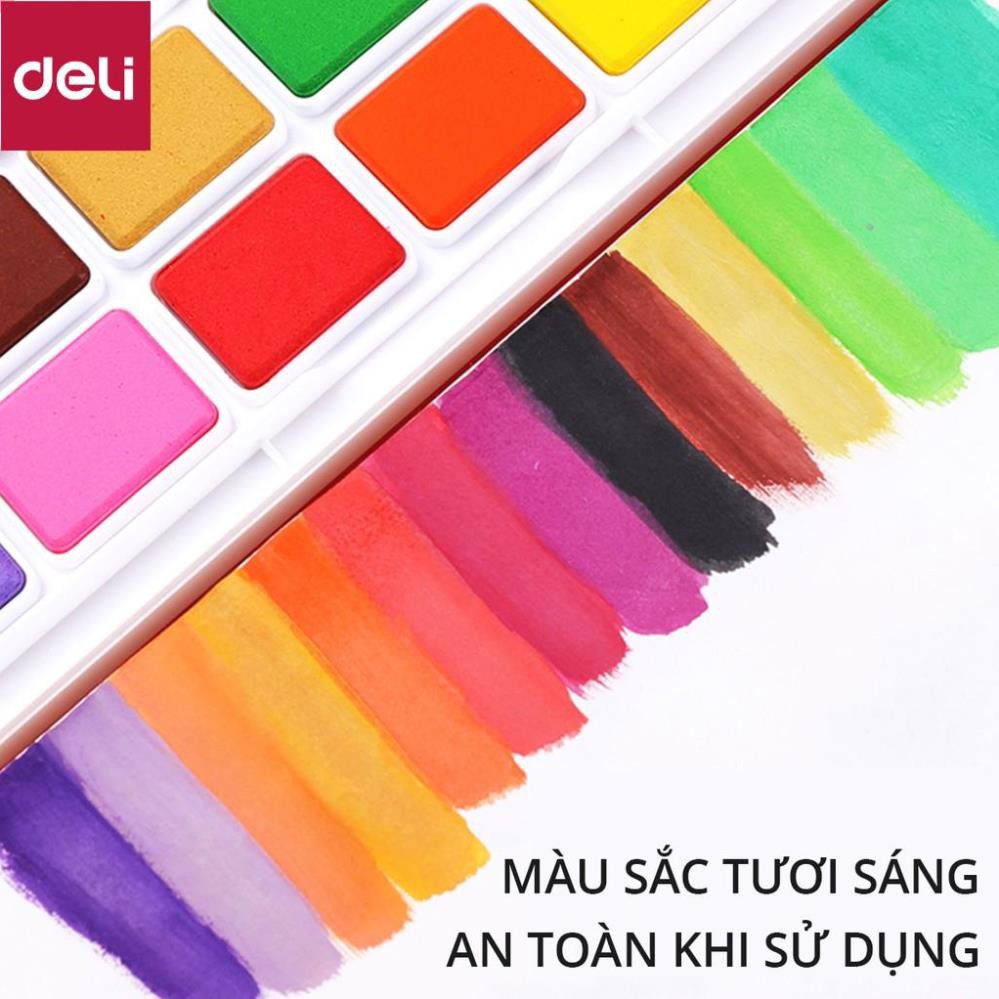 Màu nước dạng nén Deli - 12 màu/18 màu/24 màu - 73868 / 73869 / 73870 [Deli]